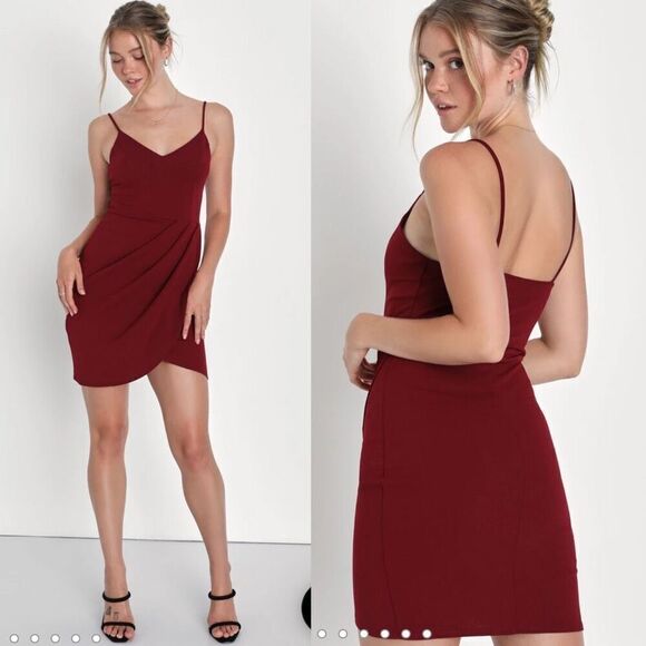 NWT Lulus Forever Your Girl Wine Red Dress Size Large - Picture 1 of 1